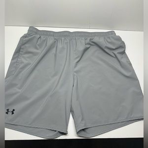 Under Armour gray shorts loose style Men’s size 2XL Elastic waist w/ tie up